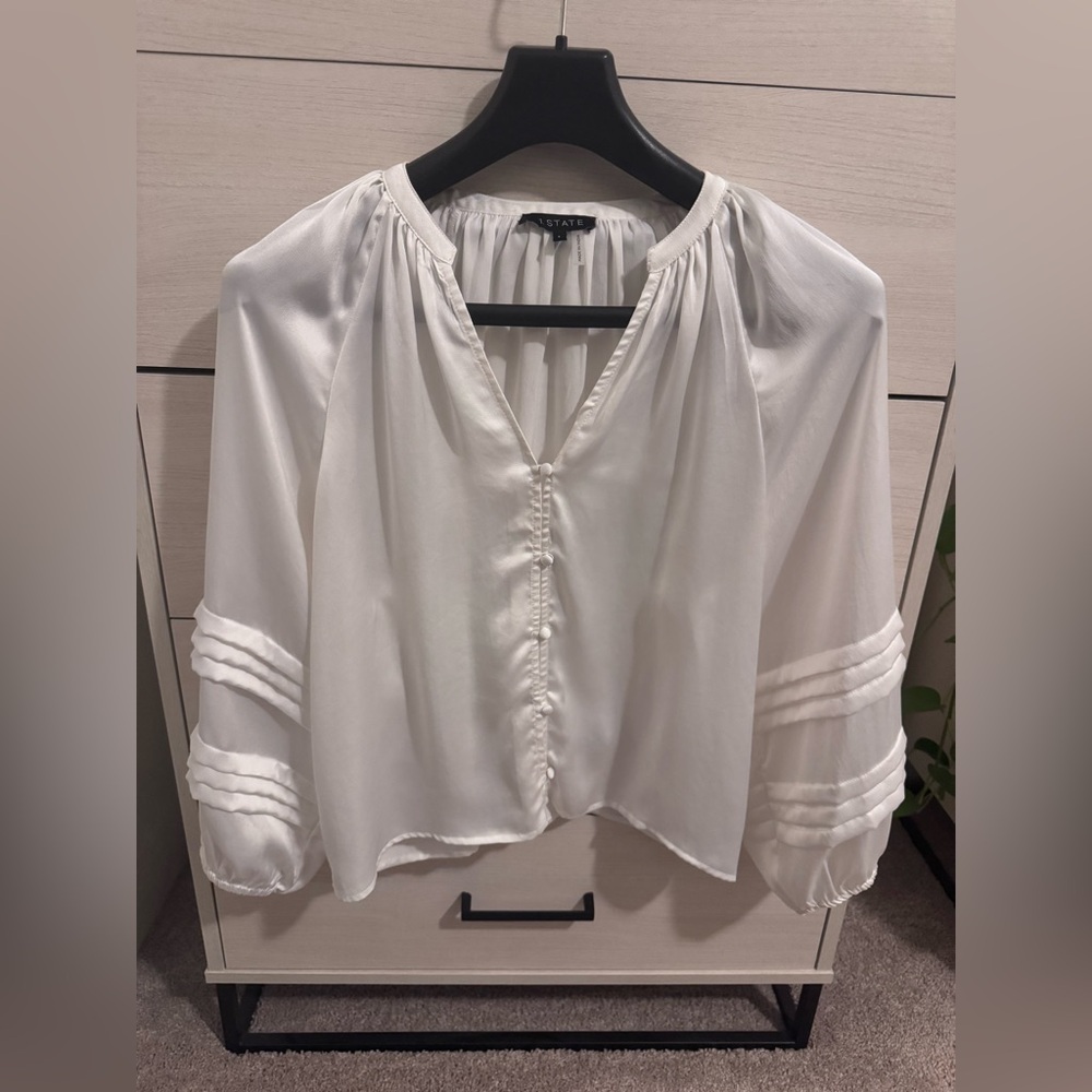 1. State Pintucked White Blouse